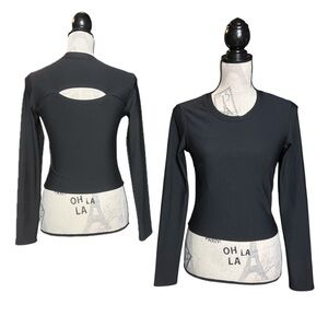 Move Theology Active Wear Top Black Ribbed Long Sleeve Women's Top